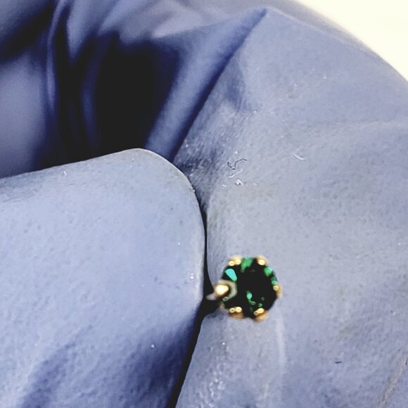 Swarovski Crystal Element - Gold Overlay Green Stone "Tiny" Stud Earrings - Picture 12 of 13